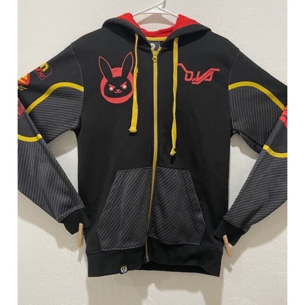 Jinx Full Zip Hoodie Adult Size S Long Sleeve Black w/Various Print Cotton Blend